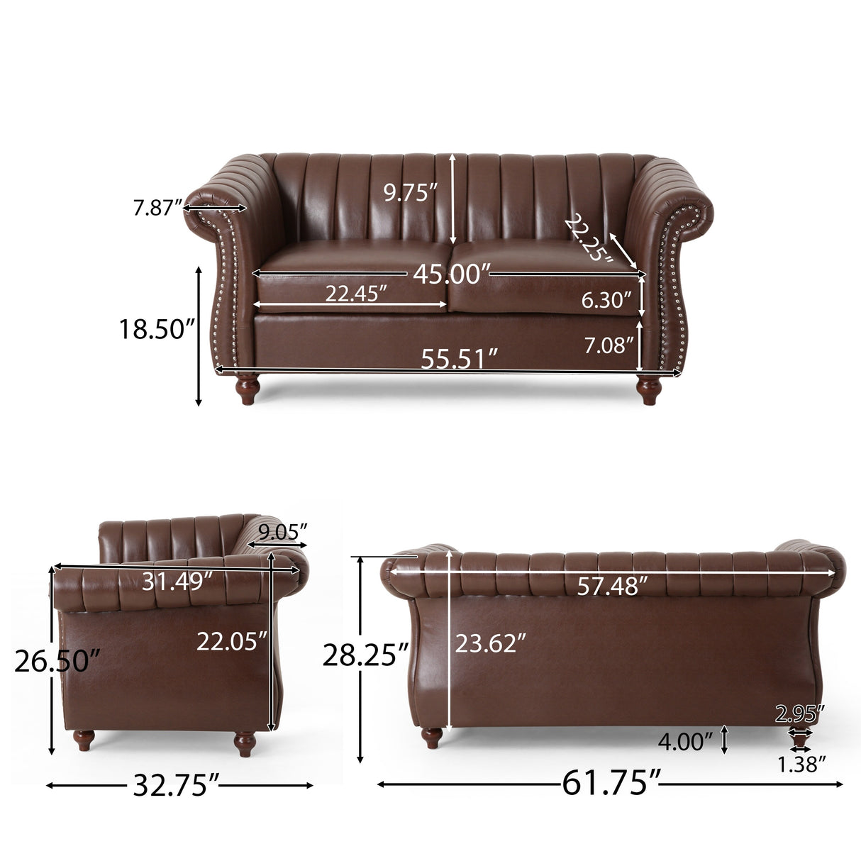 Glenmont Glam Channel Stitch Nailhead Loveseat by Christopher Knight Home