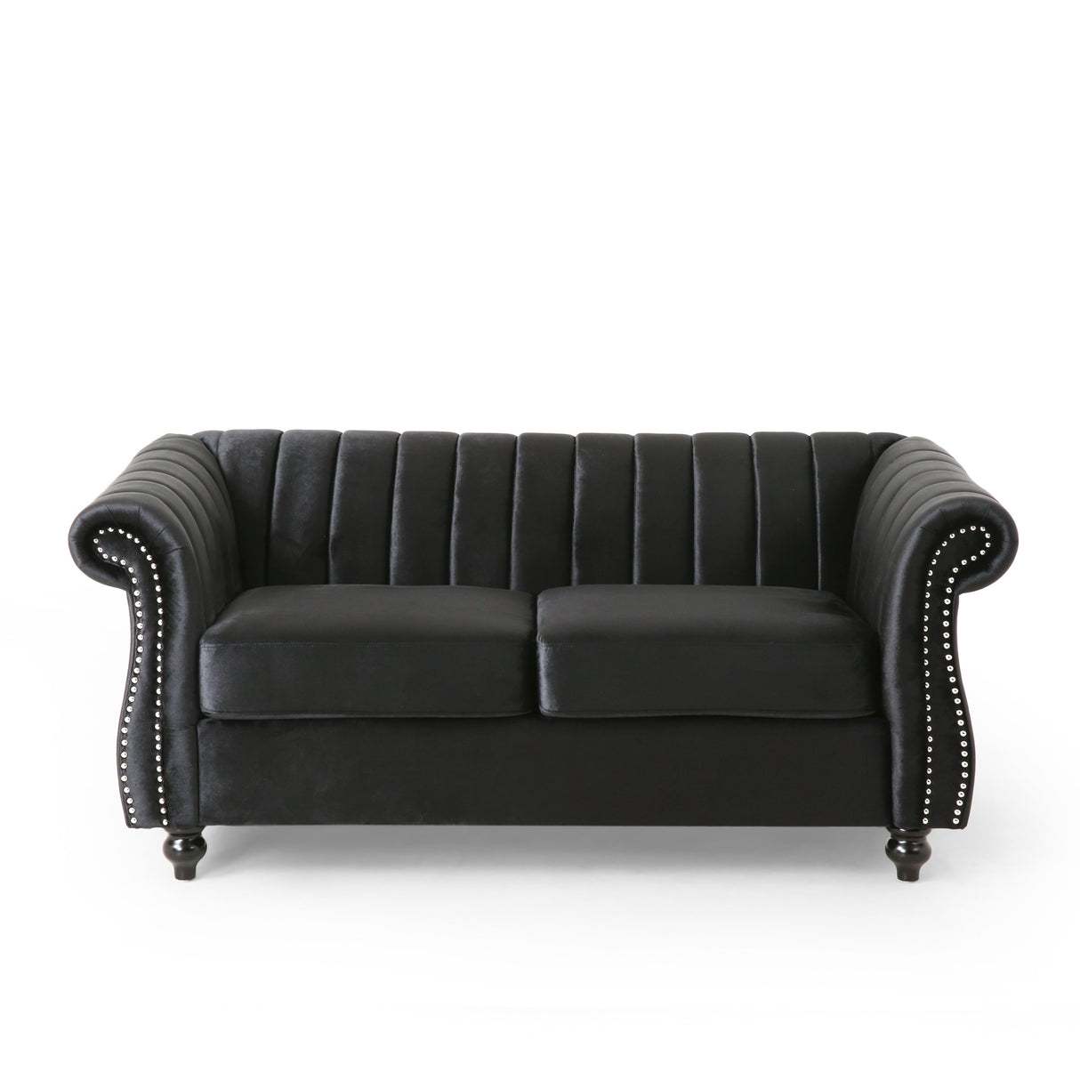 Glenmont Glam Channel Stitch Nailhead Loveseat by Christopher Knight Home