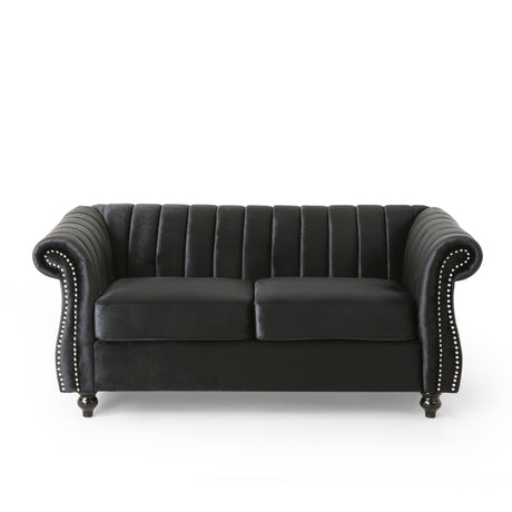 Glenmont Glam Channel Stitch Nailhead Loveseat by Christopher Knight Home