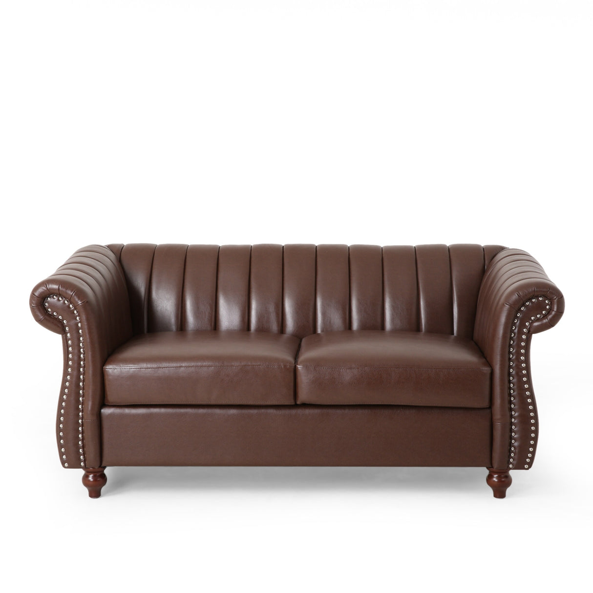 Glenmont Glam Channel Stitch Nailhead Loveseat by Christopher Knight Home