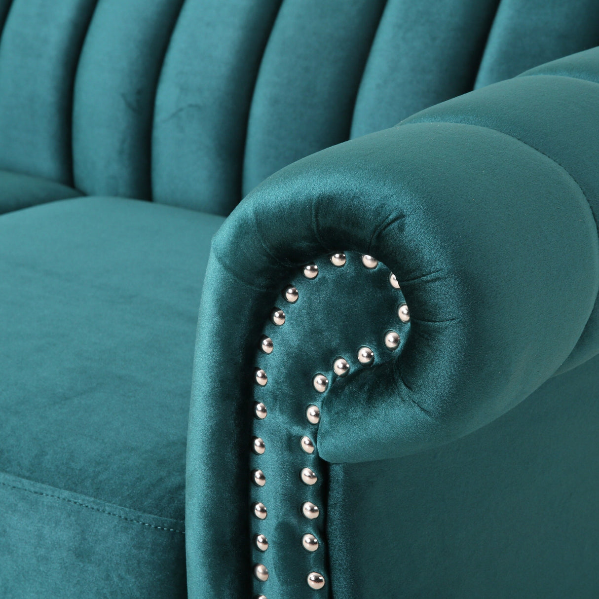 Glenmont Glam Channel Stitch Nailhead Loveseat by Christopher Knight Home