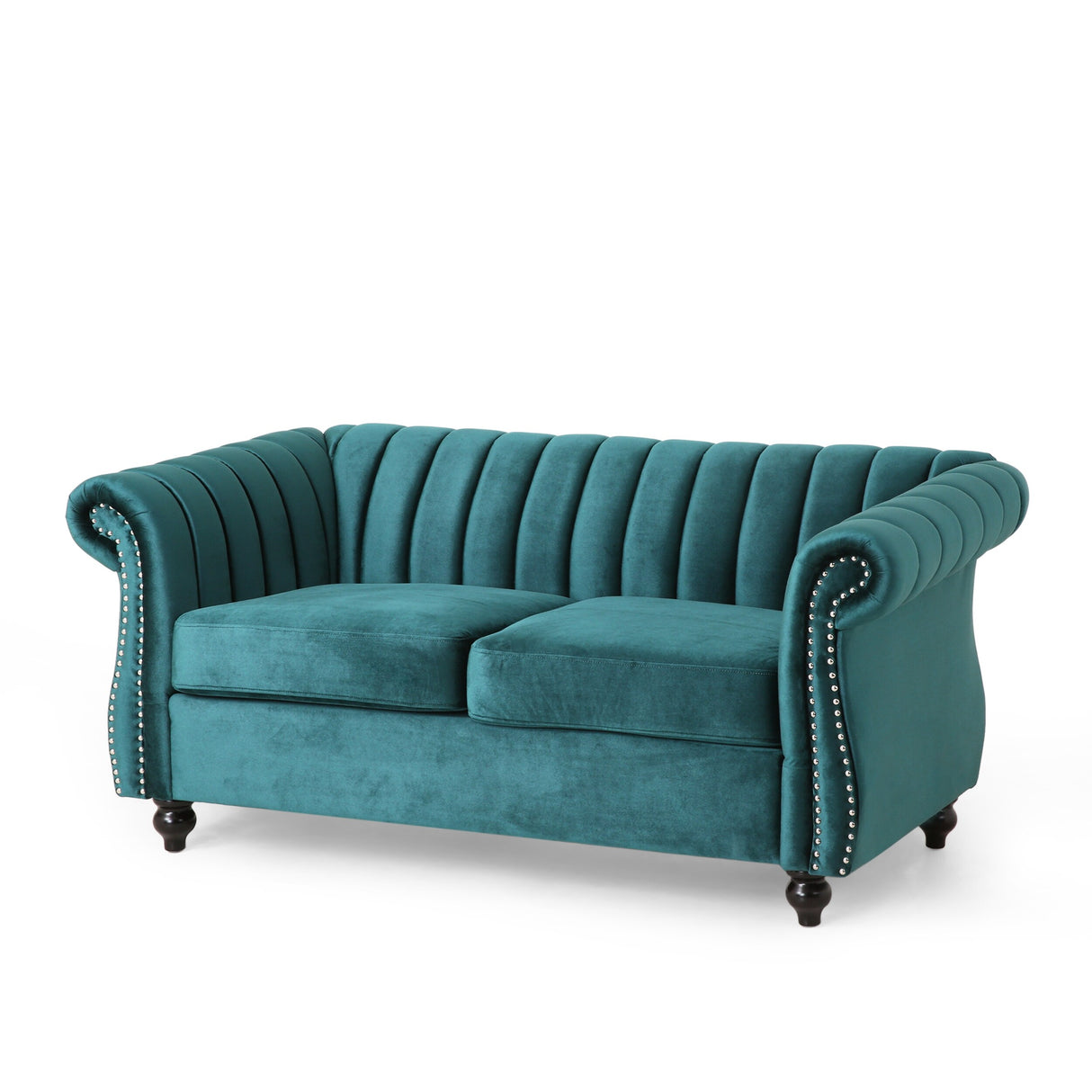 Glenmont Glam Channel Stitch Nailhead Loveseat by Christopher Knight Home