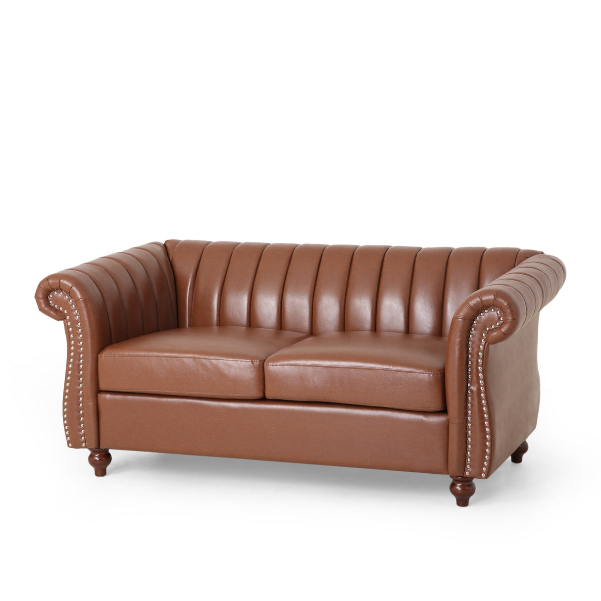 Glenmont Glam Channel Stitch Nailhead Loveseat by Christopher Knight Home