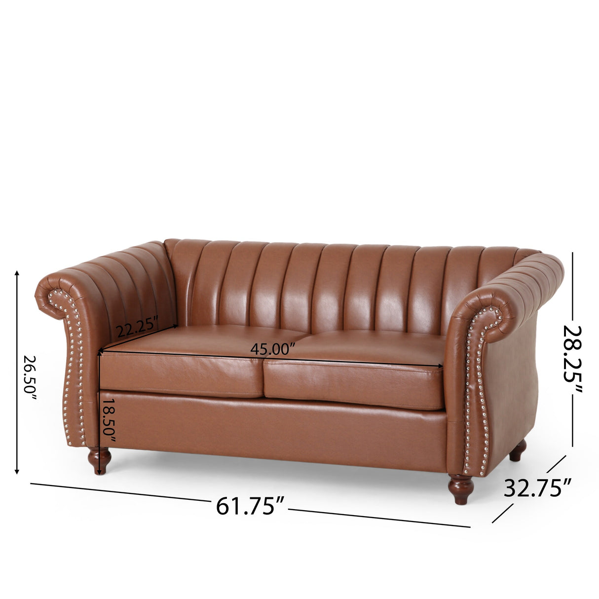 Glenmont Glam Channel Stitch Nailhead Loveseat by Christopher Knight Home
