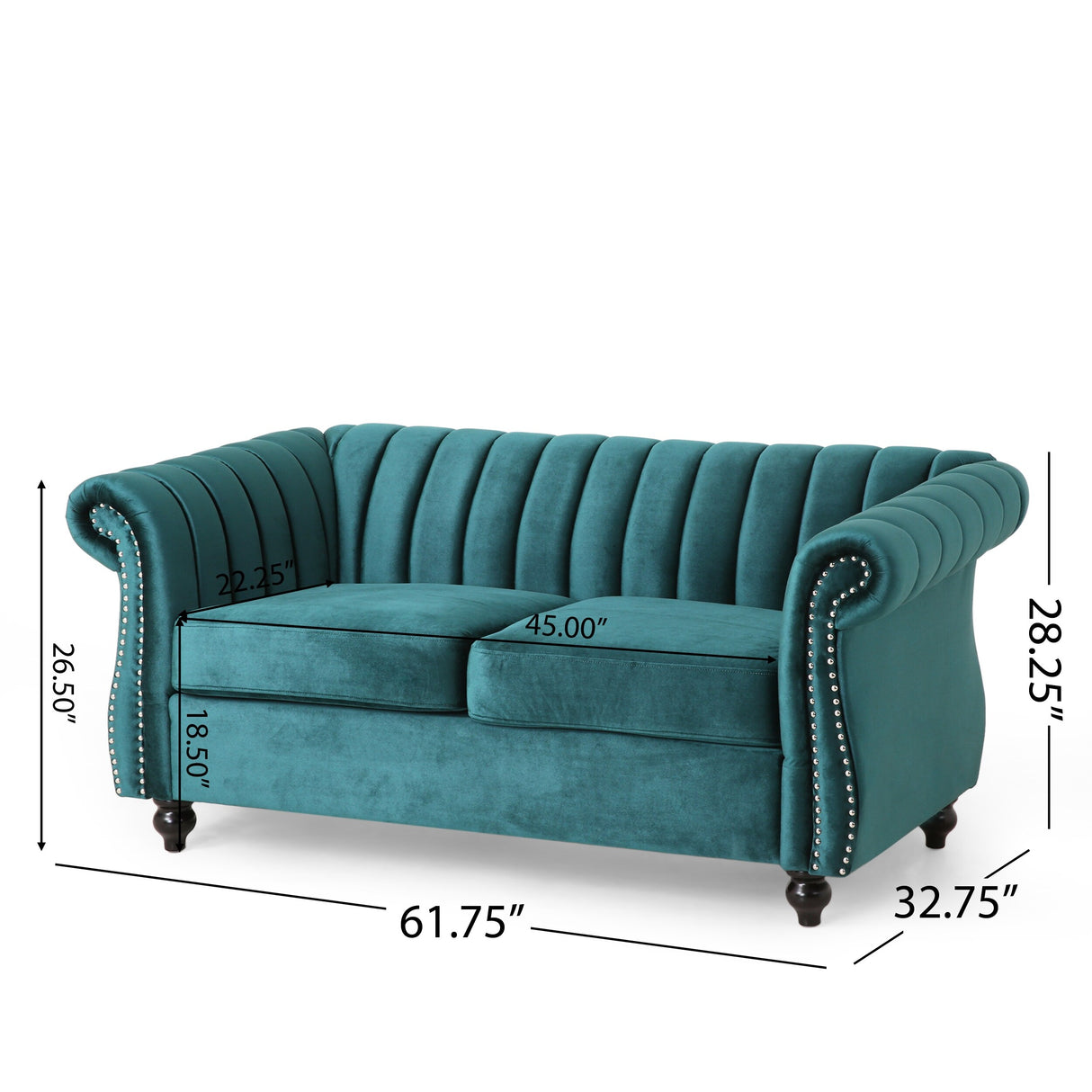 Glenmont Glam Channel Stitch Nailhead Loveseat by Christopher Knight Home