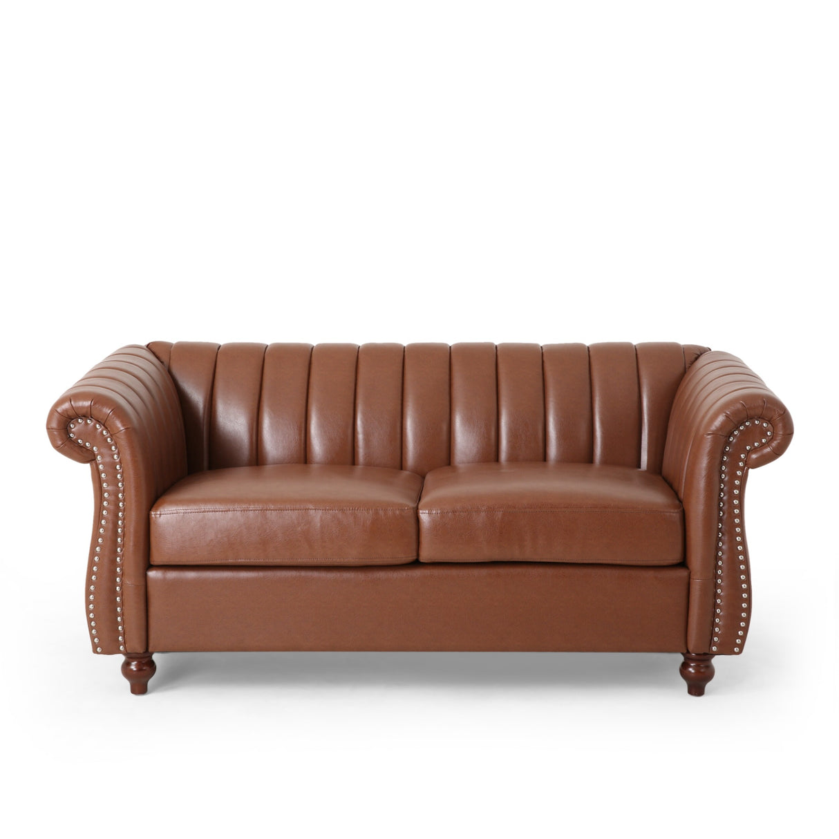 Glenmont Glam Channel Stitch Nailhead Loveseat by Christopher Knight Home