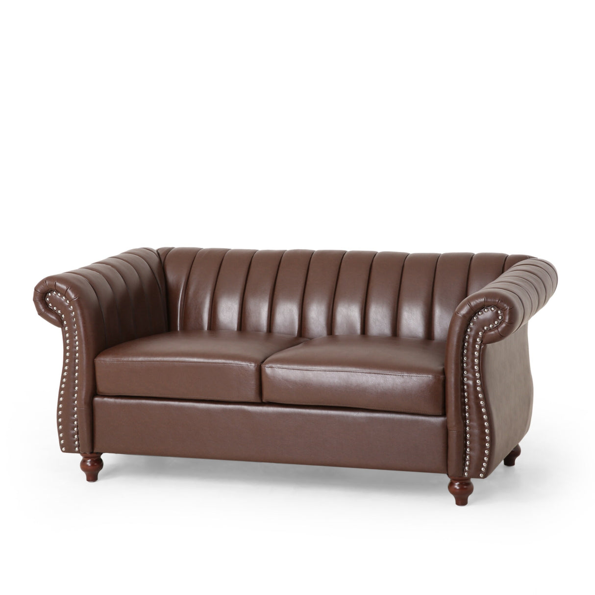 Glenmont Glam Channel Stitch Nailhead Loveseat by Christopher Knight Home