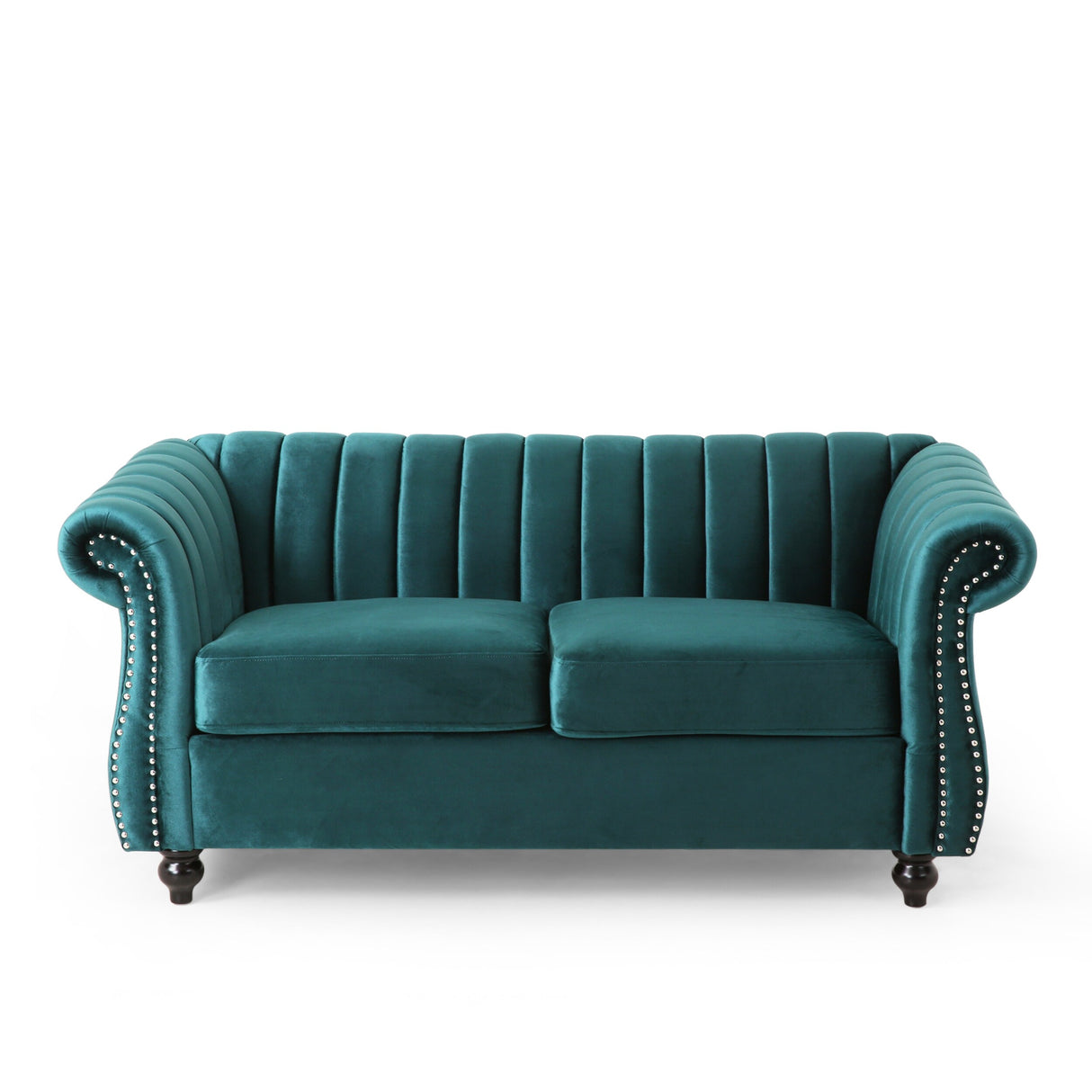 Glenmont Glam Channel Stitch Nailhead Loveseat by Christopher Knight Home