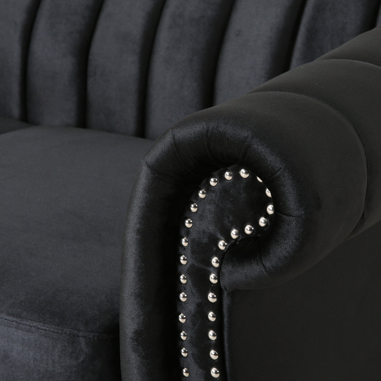 Glenmont Glam Channel Stitch Nailhead Loveseat by Christopher Knight Home