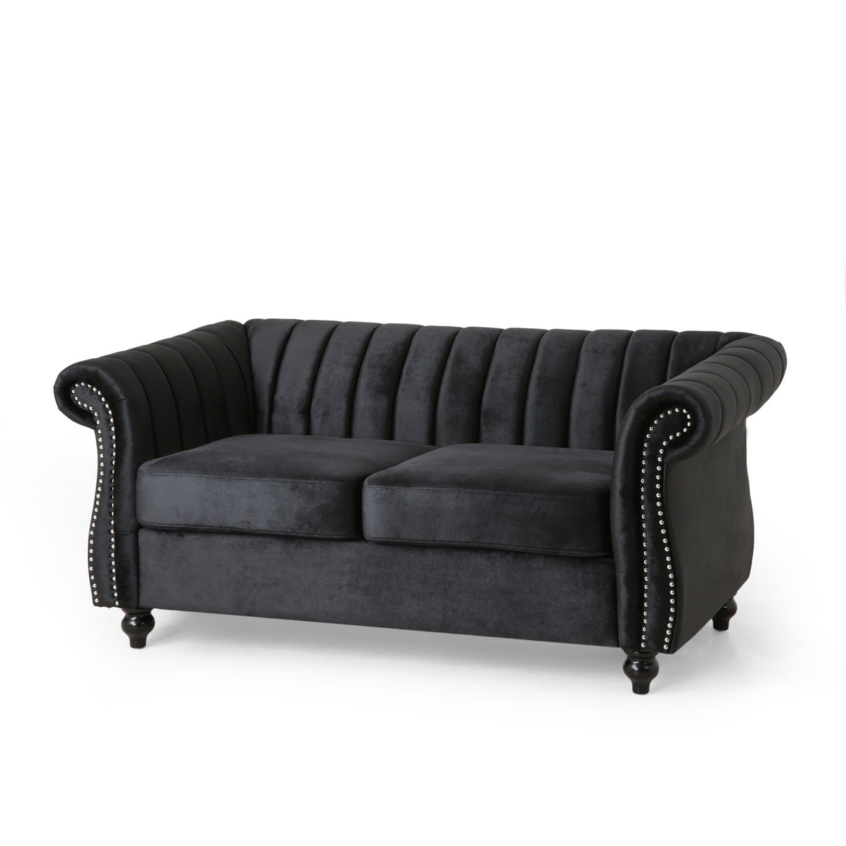 Glenmont Glam Channel Stitch Nailhead Loveseat by Christopher Knight Home