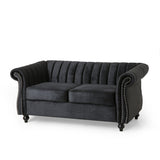 Glenmont Glam Channel Stitch Nailhead Loveseat by Christopher Knight Home