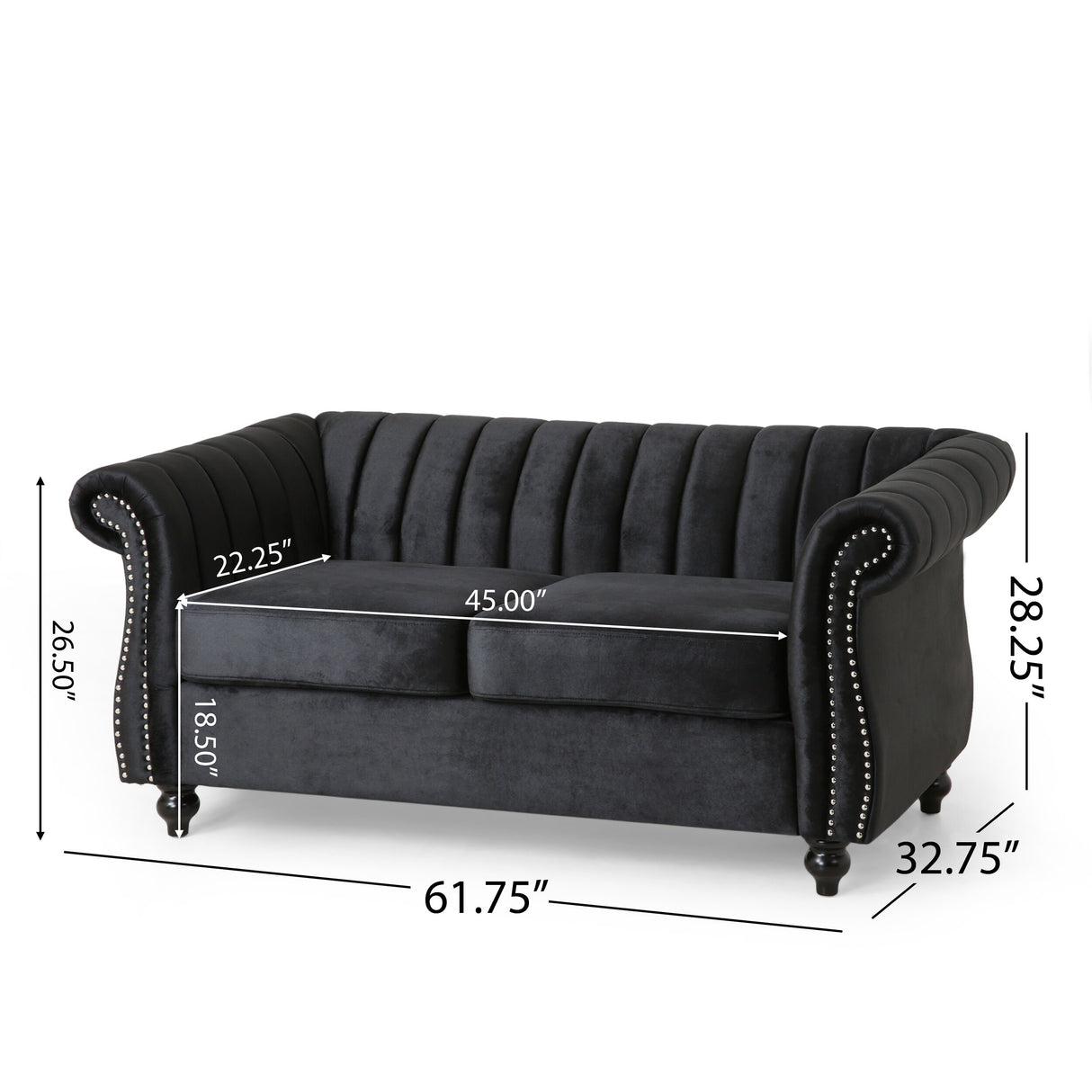 Glenmont Glam Channel Stitch Nailhead Loveseat by Christopher Knight Home