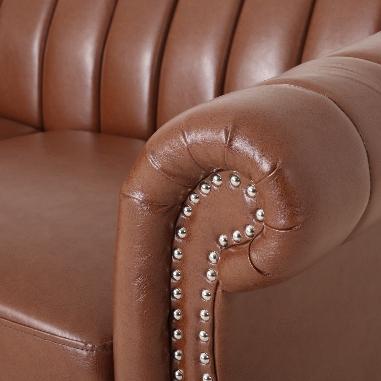 Glenmont Glam Channel Stitch Nailhead Loveseat by Christopher Knight Home