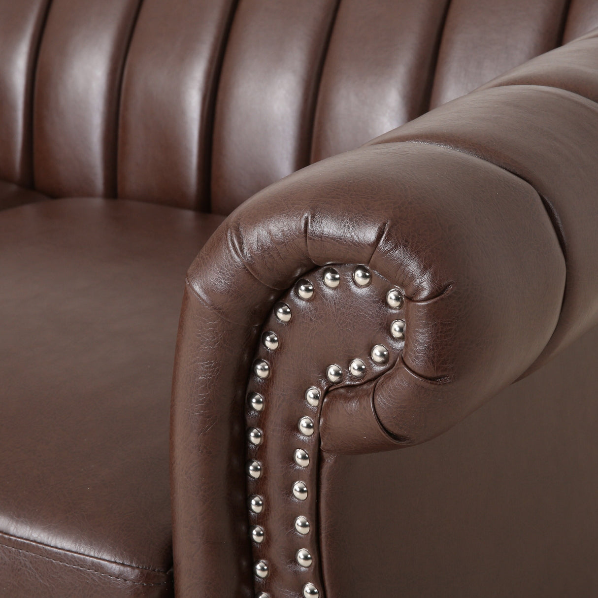 Glenmont Glam Channel Stitch Nailhead Loveseat by Christopher Knight Home
