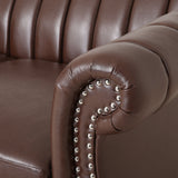 Glenmont Glam Channel Stitch Nailhead Loveseat by Christopher Knight Home