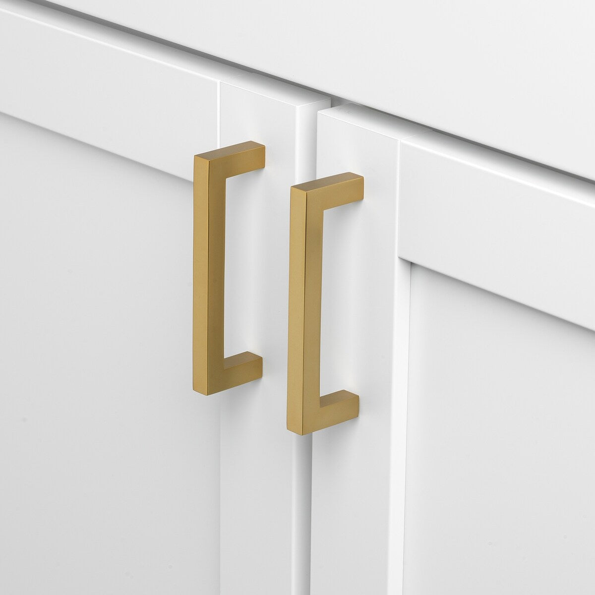 GlideRite 3-3/4 in. Center Gold Solid Square Bar Pulls (10-Pack) - Brass Gold