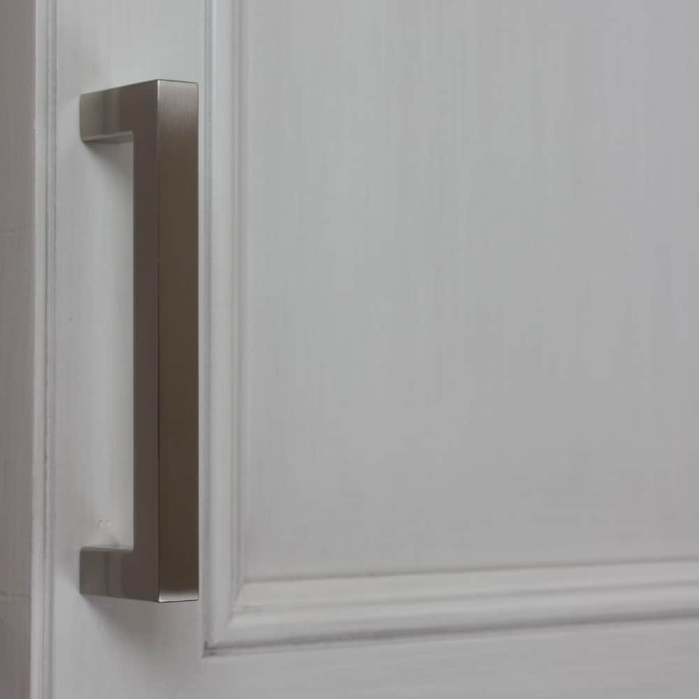 GlideRite 5-Pack 3-3/4 in. CC Satin Nickel Square Cabinet Bar Pulls - Satin Nickel