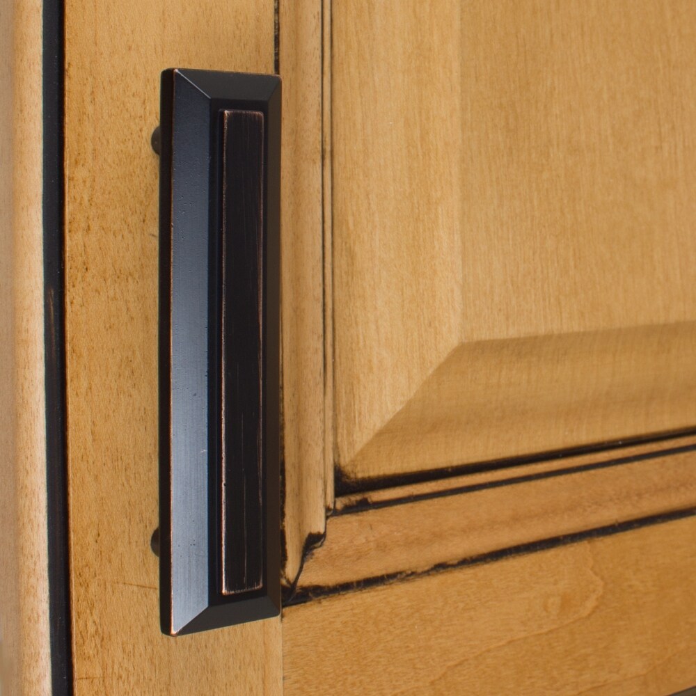 GlideRite 5-Pack 3 in. CC Classic Rubbed Bronze Grooved Rectangle Pull - Oil Rubbed Bronze
