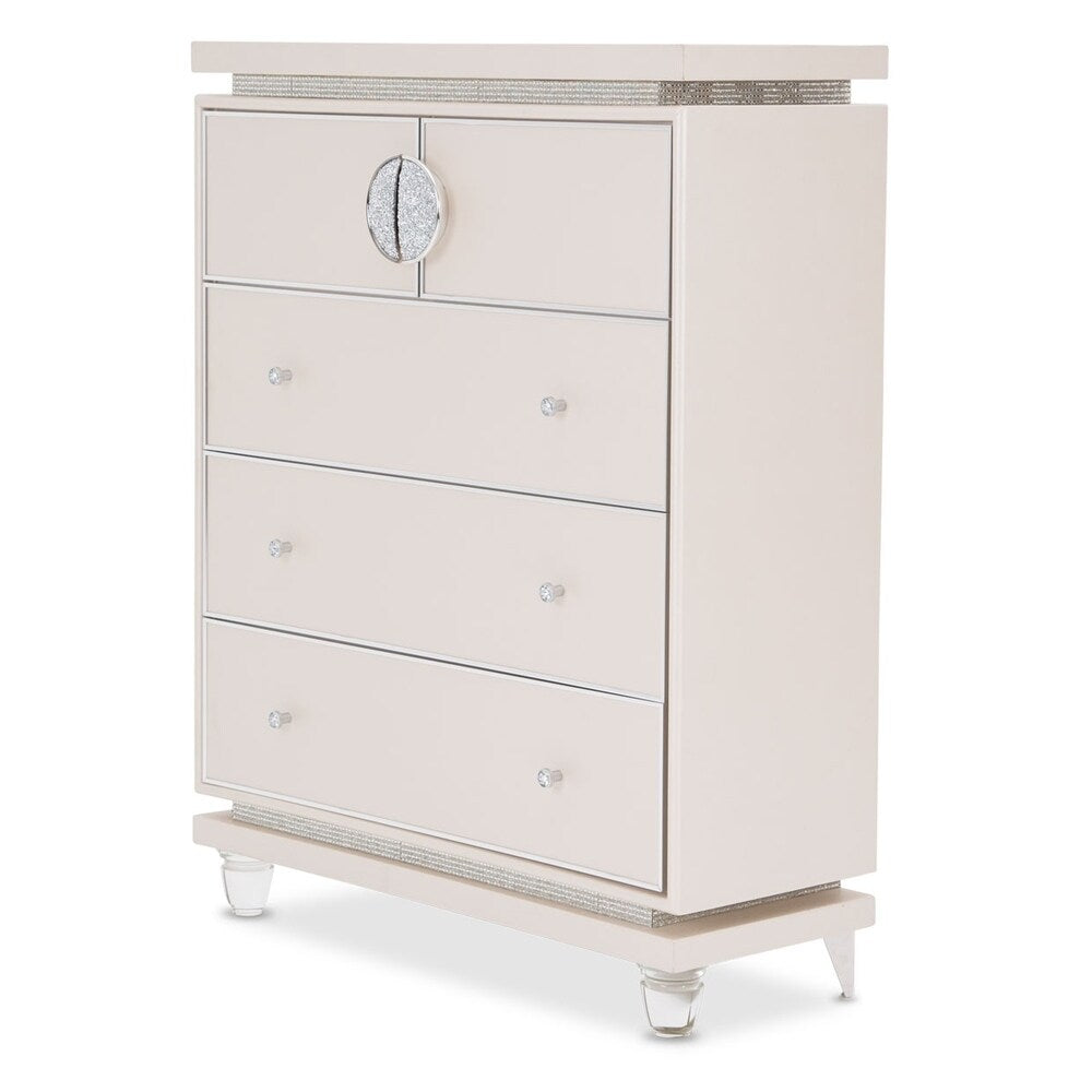Glimmering Heights Ivory Upholstered 5-drawer Chest