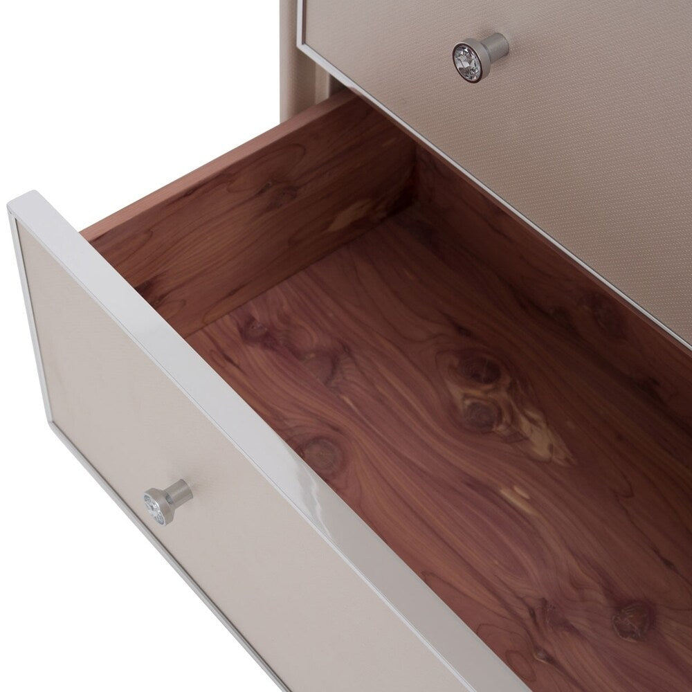 Glimmering Heights Ivory Upholstered 5-drawer Chest