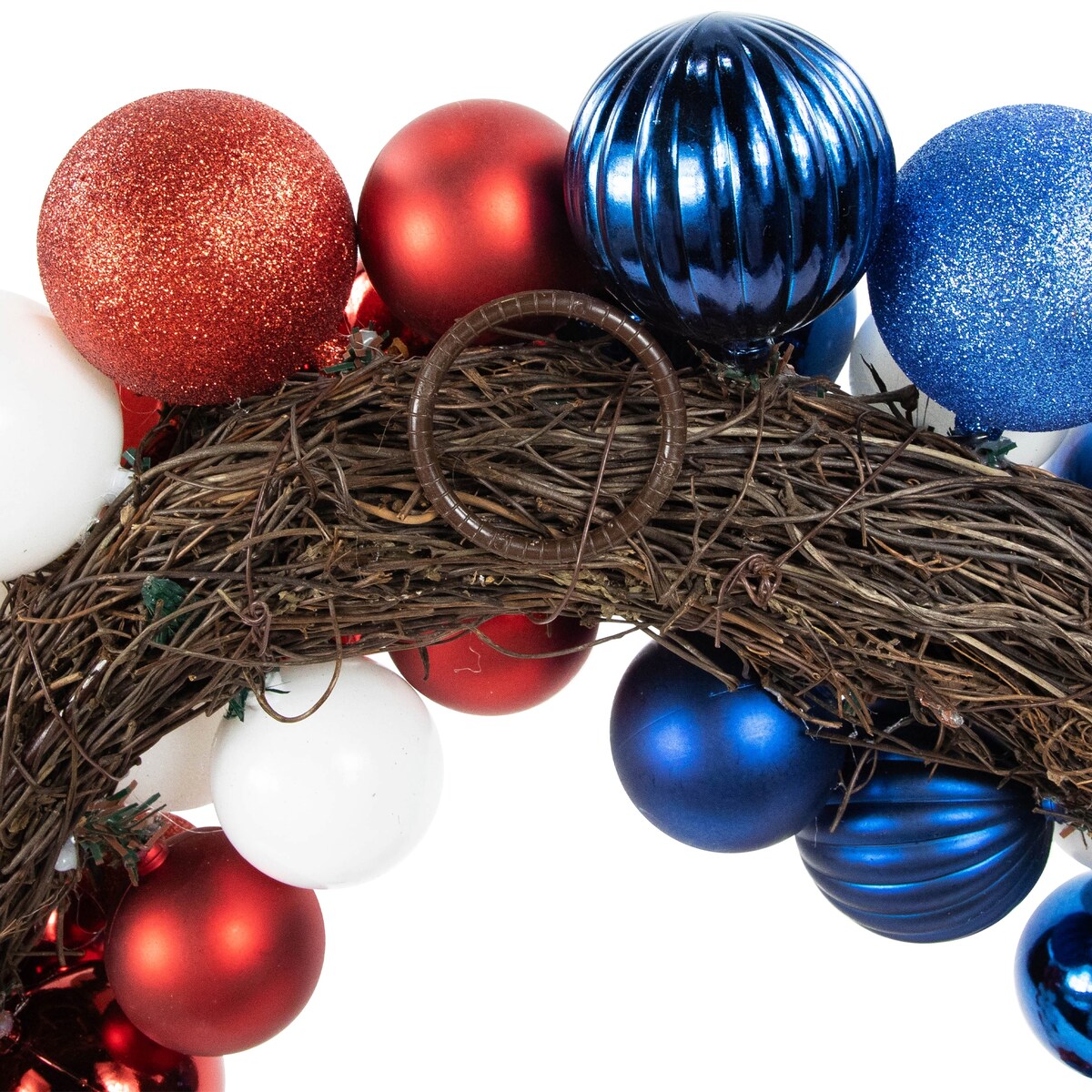 Glittered Patriotic Ornament Wreath - 22" - Red White and Blue
