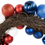 Glittered Patriotic Ornament Wreath - 22" - Red White and Blue