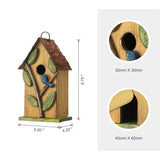 Glitzhome 10"H Multicolor Cute Distressed Solid Wood Birdhouse with 3D Flowers