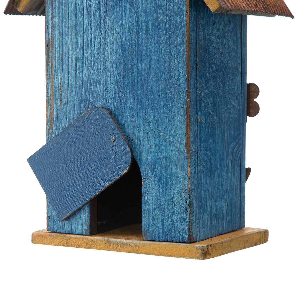 Glitzhome 10"H Multicolor Cute Distressed Solid Wood Birdhouse with 3D Flowers