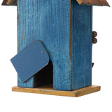 Glitzhome 10"H Multicolor Cute Distressed Solid Wood Birdhouse with 3D Flowers