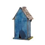 Glitzhome 10"H Multicolor Cute Distressed Solid Wood Birdhouse with 3D Flowers