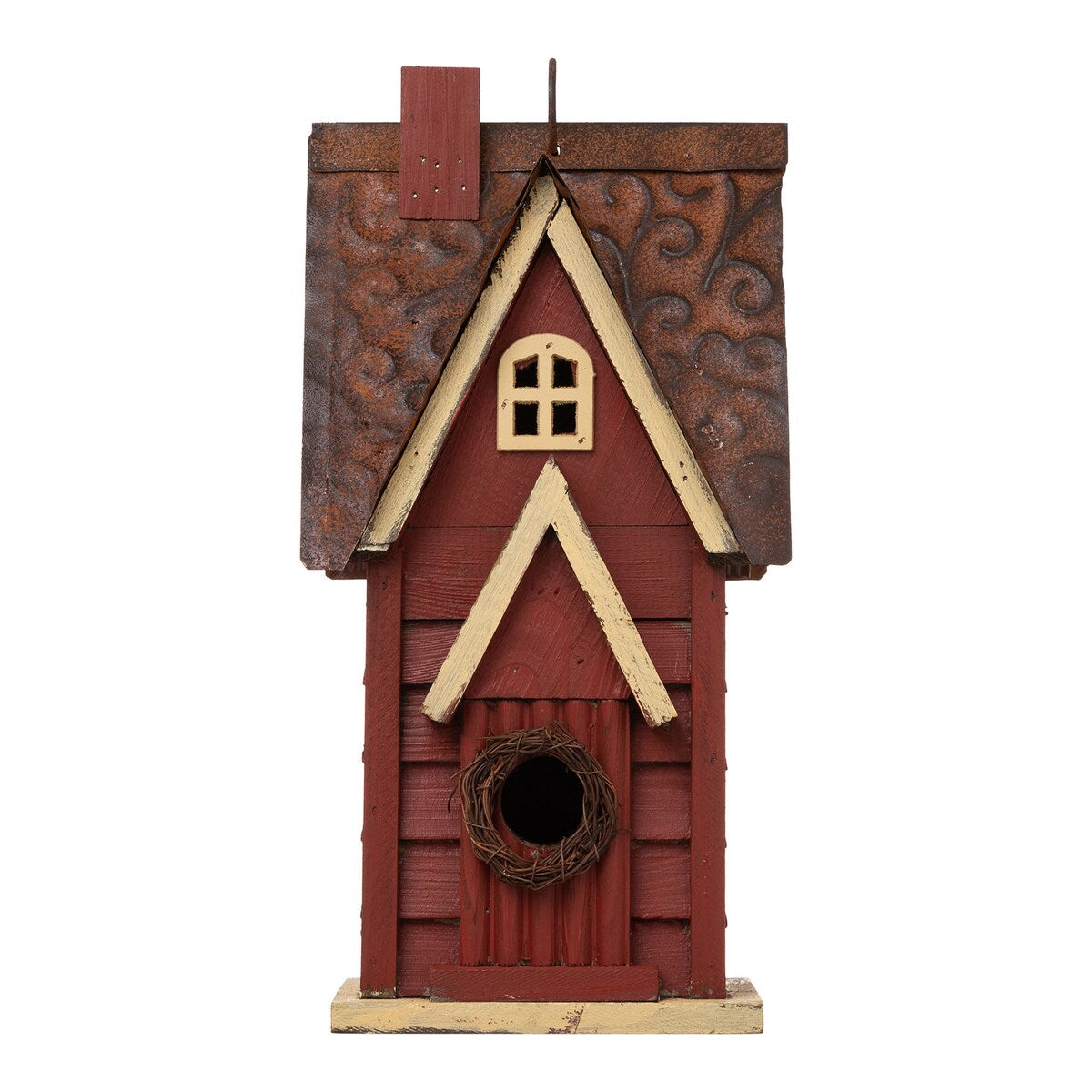 Glitzhome 12"H Distressed Cottaage Solid Wood Birdhouse - 6.50"L X 5.50"W X 12.00"H