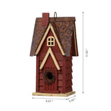 Glitzhome 12"H Distressed Cottaage Solid Wood Birdhouse - 6.50"L X 5.50"W X 12.00"H