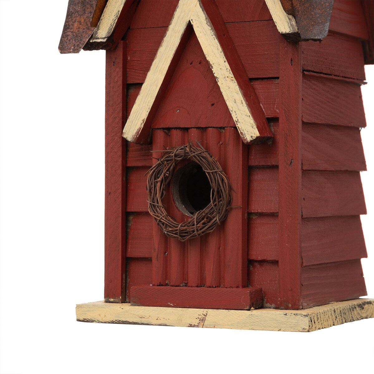 Glitzhome 12"H Distressed Cottaage Solid Wood Birdhouse - 6.50"L X 5.50"W X 12.00"H