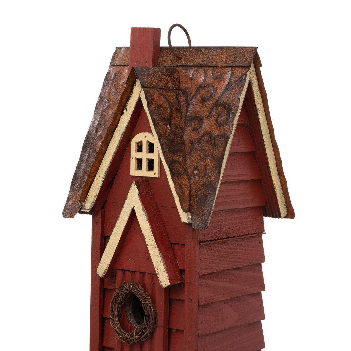 Glitzhome 12"H Distressed Cottaage Solid Wood Birdhouse - 6.50"L X 5.50"W X 12.00"H