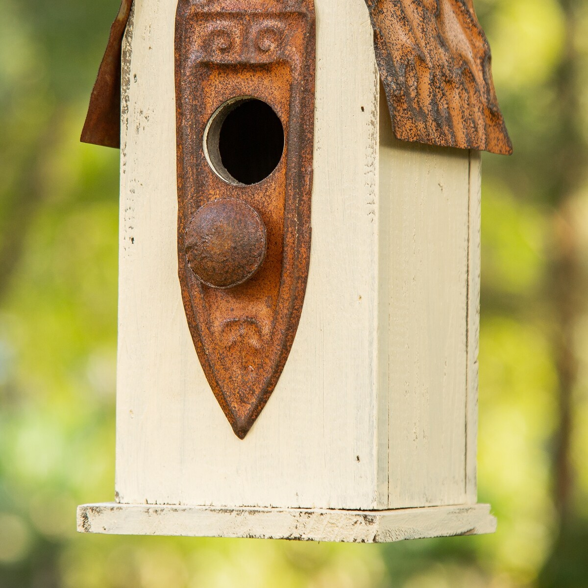 Glitzhome 13"H Retro Wooden Distressed Garden Birdhouse - 4.5"L x 4.25"W x 13.25"H