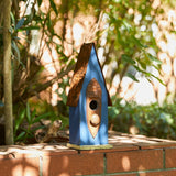 Glitzhome 13"H Retro Wooden Distressed Garden Birdhouse - 4.5"L x 4.25"W x 13.25"H