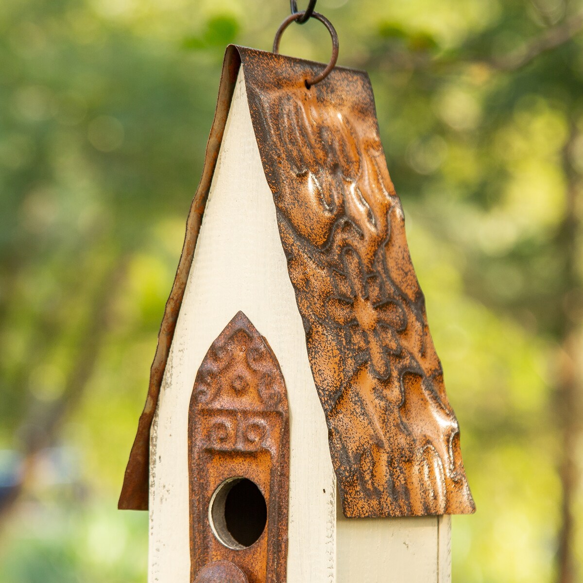 Glitzhome 13"H Retro Wooden Distressed Garden Birdhouse - 4.5"L x 4.25"W x 13.25"H
