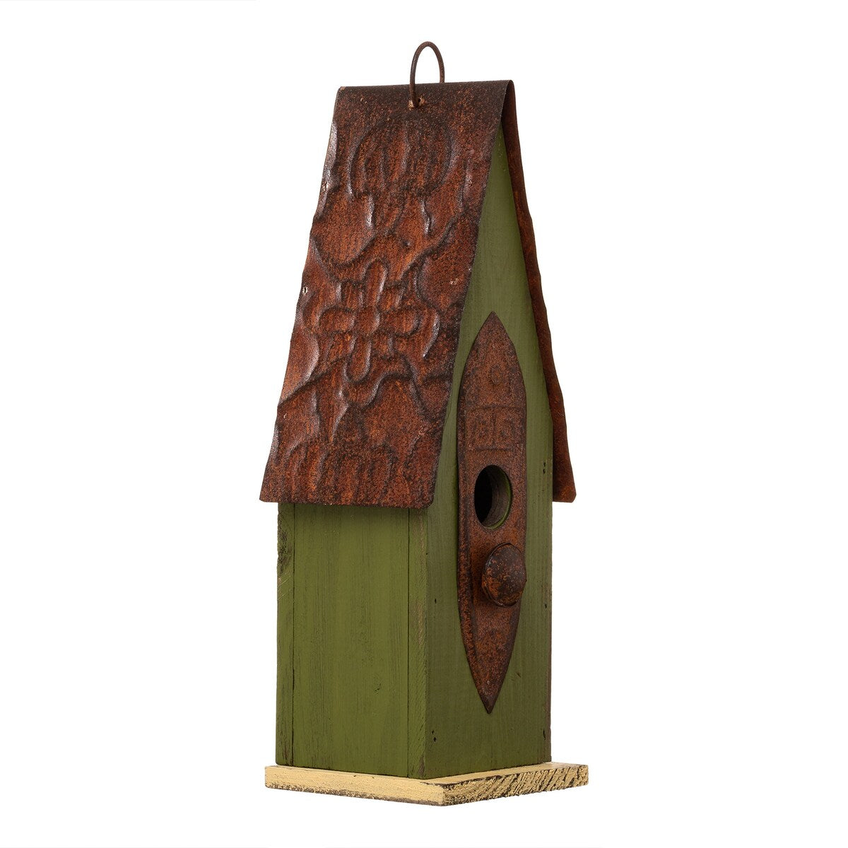 Glitzhome 13"H Retro Wooden Distressed Garden Birdhouse - 4.5"L x 4.25"W x 13.25"H