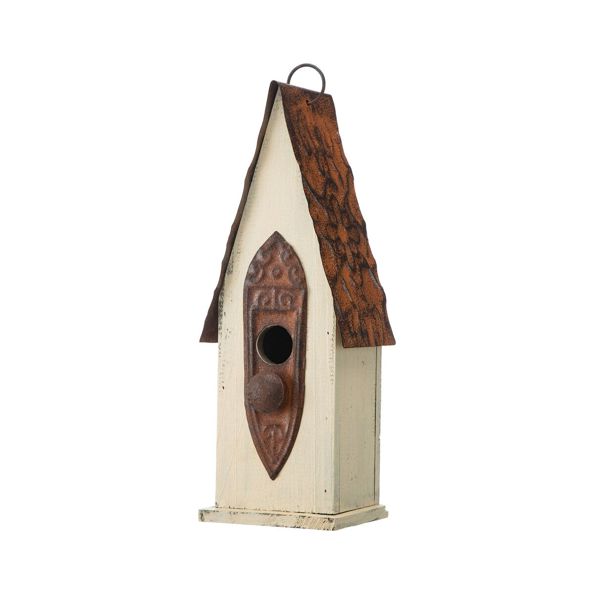 Glitzhome 13"H Retro Wooden Distressed Garden Birdhouse - 4.5"L x 4.25"W x 13.25"H