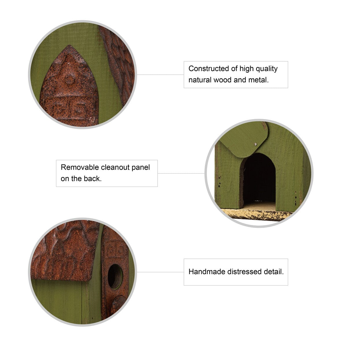 Glitzhome 13"H Retro Wooden Distressed Garden Birdhouse - 4.5"L x 4.25"W x 13.25"H
