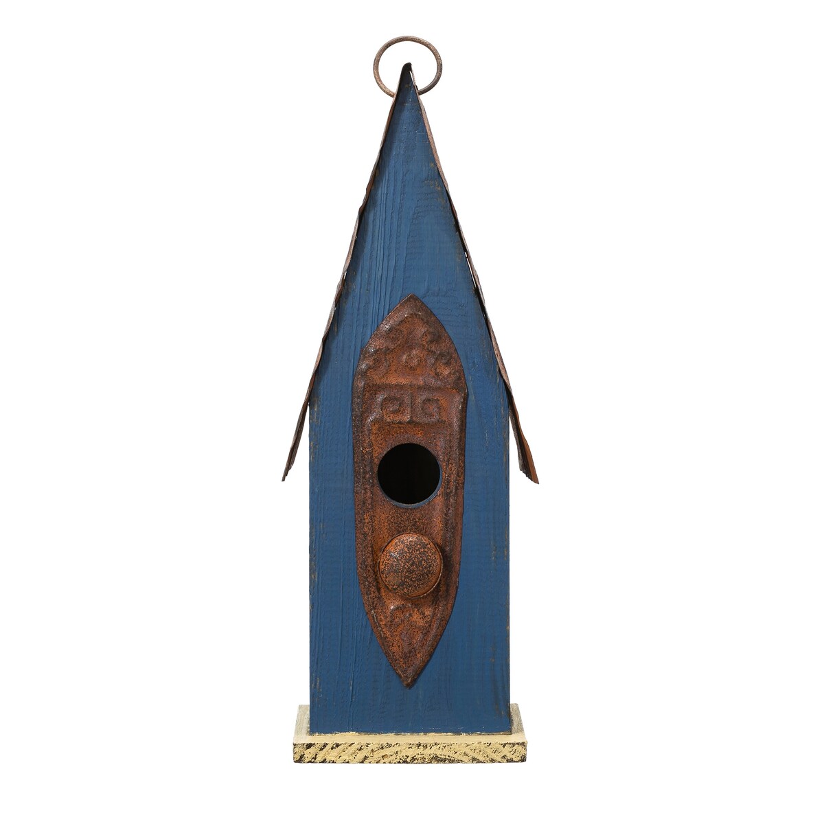 Glitzhome 13"H Retro Wooden Distressed Garden Birdhouse - 4.5"L x 4.25"W x 13.25"H