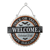 Glitzhome 14"L Lighted Halloween Metal Bottle Cap Wall Sign