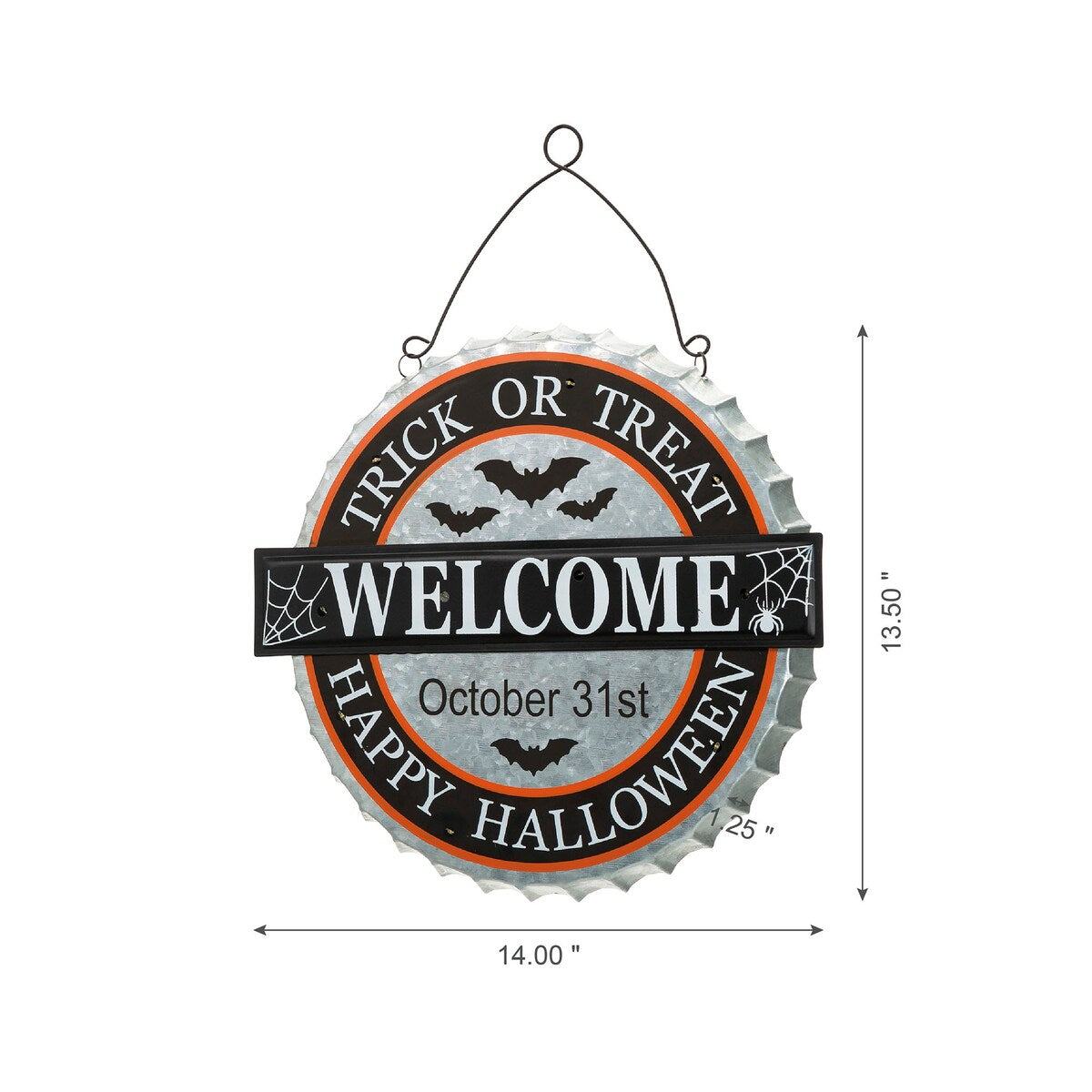 Glitzhome 14"L Lighted Halloween Metal Bottle Cap Wall Sign