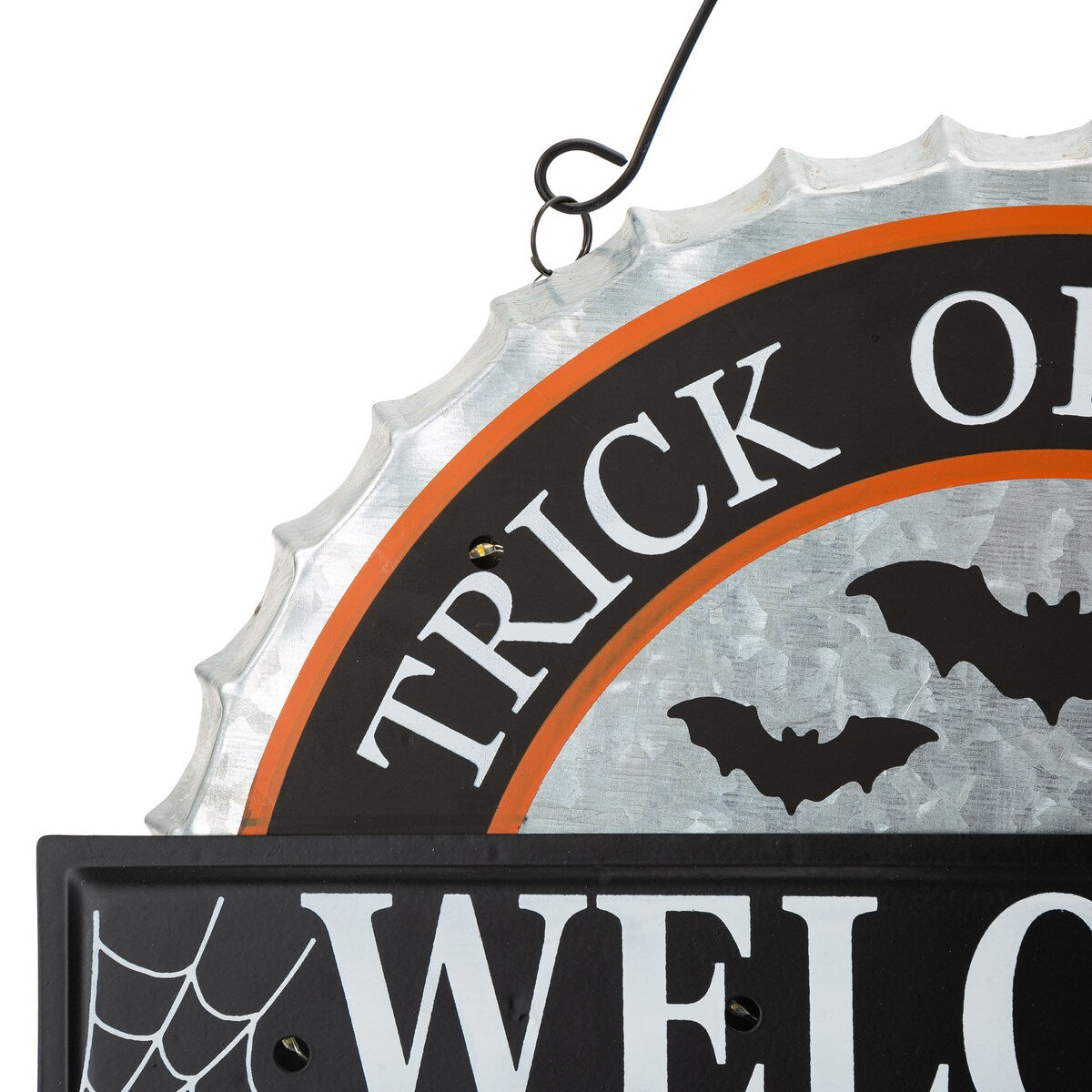 Glitzhome 14"L Lighted Halloween Metal Bottle Cap Wall Sign
