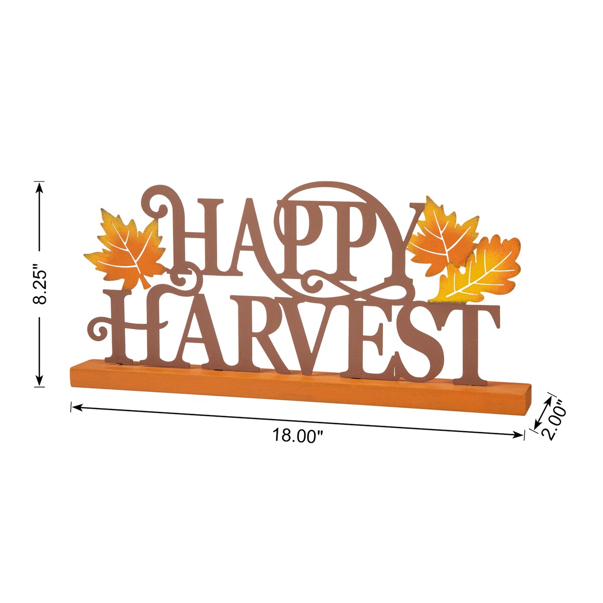 Glitzhome 18"L Wood & Metal Happy Harvest Table Decor