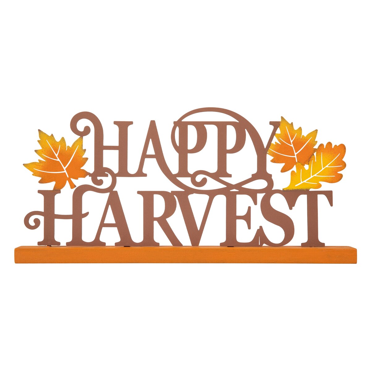 Glitzhome 18"L Wood & Metal Happy Harvest Table Decor