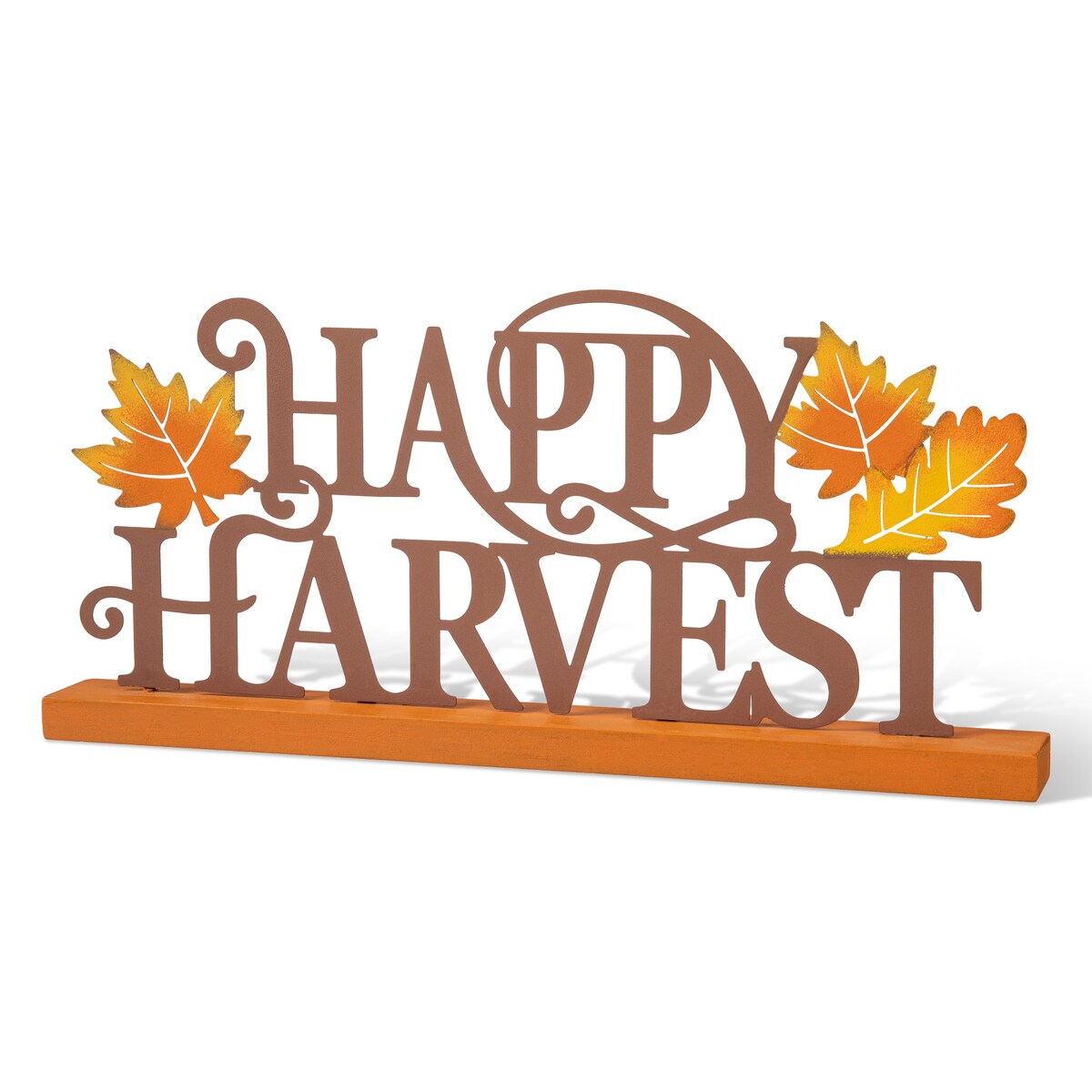Glitzhome 18"L Wood & Metal Happy Harvest Table Decor