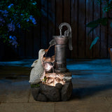 Glitzhome 23.5"H Cute Duck Family Polyresin Outdoor Fountain with LED Light - 23.5"