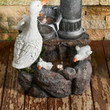 Glitzhome 23.5"H Cute Duck Family Polyresin Outdoor Fountain with LED Light - 23.5"