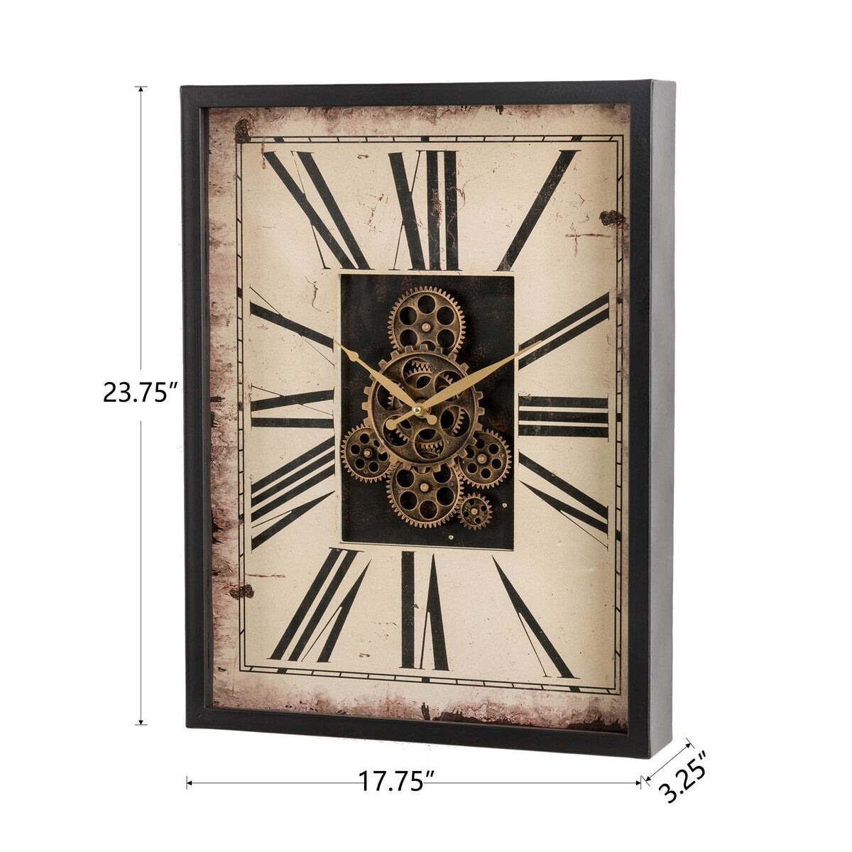 Glitzhome 23.75"H Vintage Rectangle Gear Wall Clock